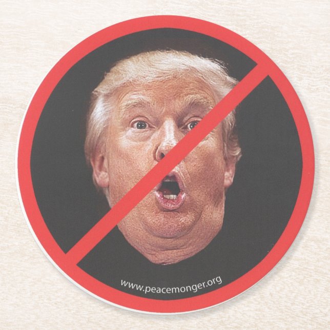Posavasos de papel con cara de Trump (Anverso)