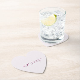 Posavasos de papel con corazón rosa personalizados