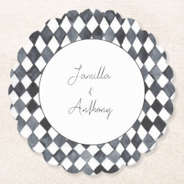Posavasos de papel con diamantes en blanco y negro