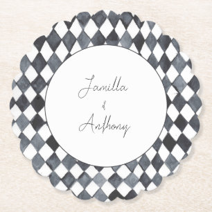 Posavasos de papel con diamantes en blanco y negro