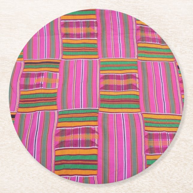 Posavasos de papel con estampado de Kente (Anverso)