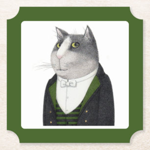 Posavasos de papel con forma de entrada para gato 