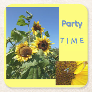 Posavasos de papel con girasoles texto personaliza