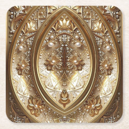 Posavasos de papel con marco dorado ornamentado