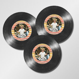 Posavasos de papel con rayas de disco de vinilo pa