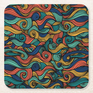 Posavasos de papel con remolino de paisley colorid