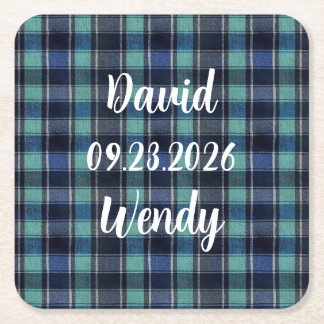 Posavasos de papel con tartán personalizado para b