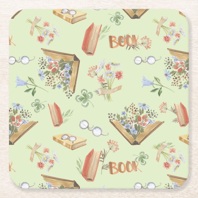 Posavasos de papel con tema de libro con estilo (Anverso)