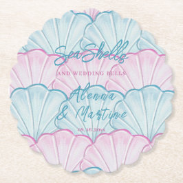 Posavasos De Papel Conchas de Océano y Campanas de Boda
