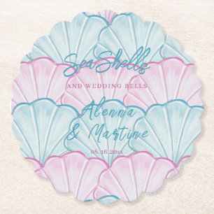 Posavasos De Papel Conchas de Océano y Campanas de Boda 