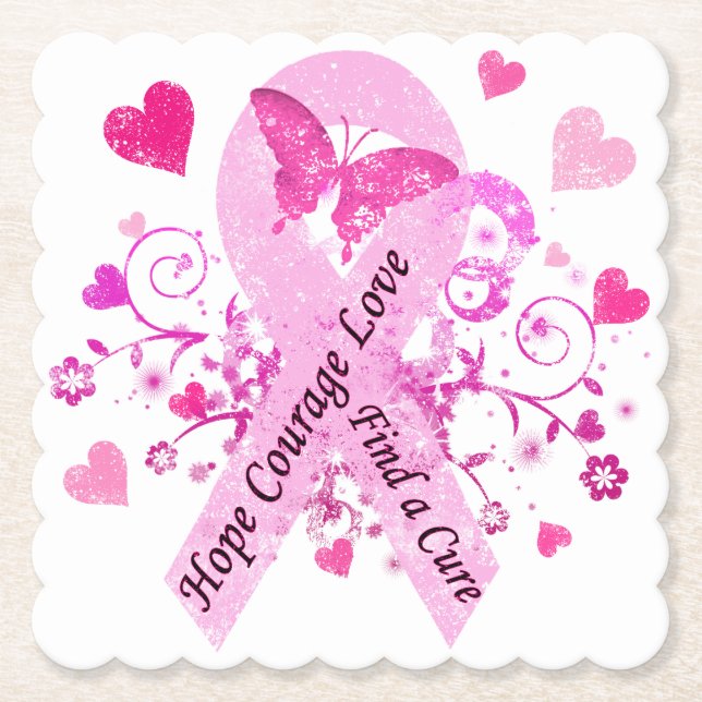 Posavasos De Papel Conciencia del cáncer de pecho (Anverso)