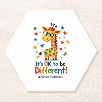 Posavasos De Papel Concienciación sobre el Autismo Jirafa Animal Lind