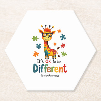 Posavasos De Papel Concienciación sobre el Autismo Jirafa Animal Lind