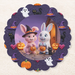 Posavasos De Papel Conejitos de Halloween Lindos Disfrazados Plato de