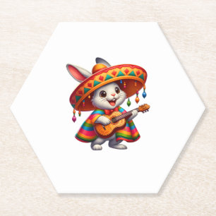 Posavasos De Papel Conejo Cinco de Mayo con Sombrero Mexicano