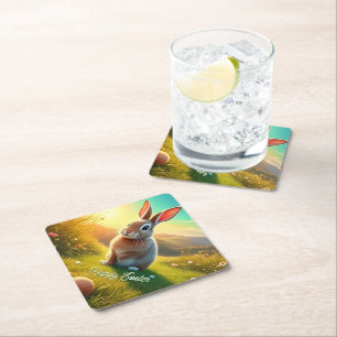 Posavasos De Papel Conejo de Pascua y Huevos Coloridos en Magia de Pr