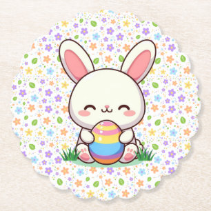 Posavasos De Papel Conejo de primavera/Semana Santa con huevo