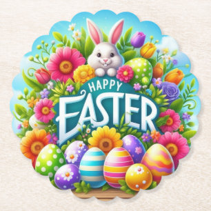 Posavasos De Papel Conejo de primavera/Semana Santa con huevo