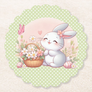 Posavasos De Papel Conejo de primavera/Semana Santa con huevo