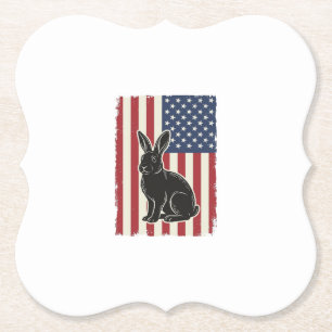 Posavasos De Papel Conejo Patriótico Bandera Americana Grabado Vintag