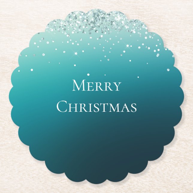 Posavasos De Papel Confetán de plata verde azulada (Anverso)