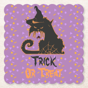 Posavasos De Papel Confeti para Fiesta de Gato Negro de Halloween