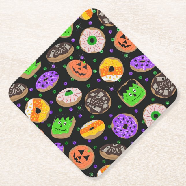 Posavasos De Papel Confetti, Purpurina de Guay, cute donuts Halloween (Anverso)