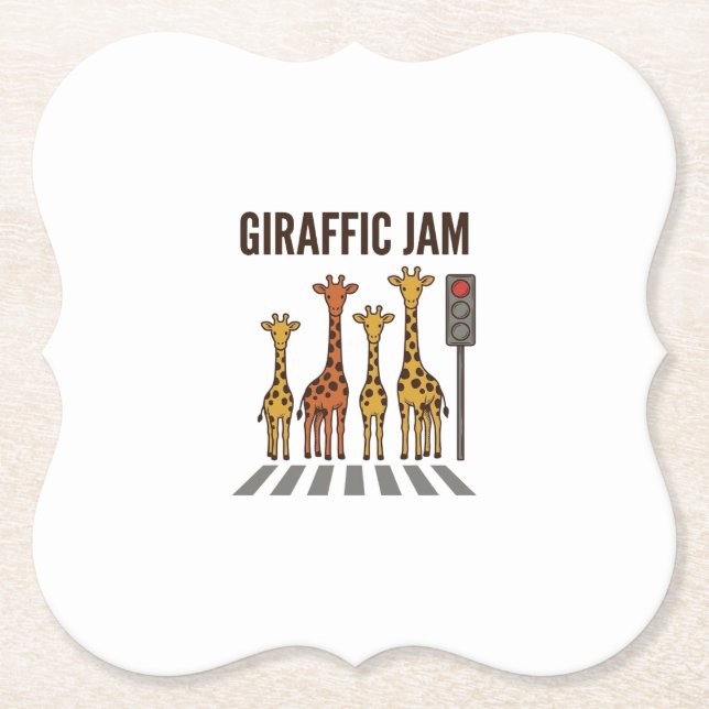 Posavasos De Papel Congestión Giraffic divertido cruce de jirafas vec (Anverso)