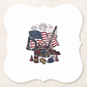 Posavasos De Papel Construcción Patriótica USA Vintage