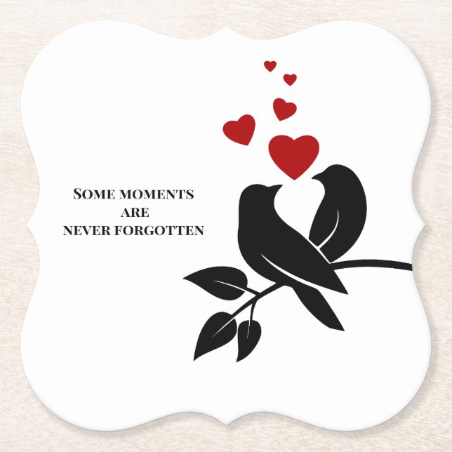 Posavasos De Papel cool birds with hearts (Anverso)