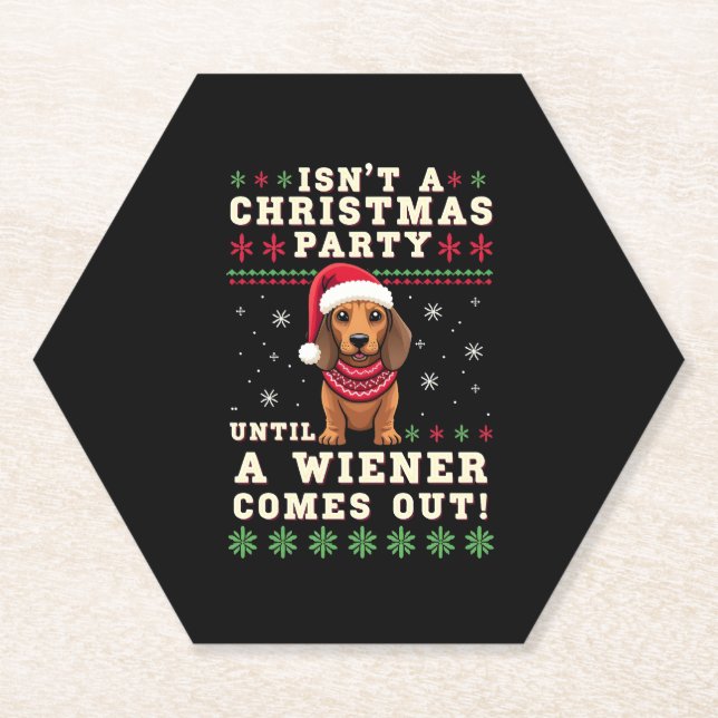 Posavasos De Papel Cool Funny Wiener Dog Christmas Dachshund Holiday  (Anverso)