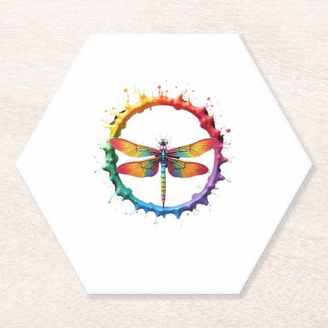 Posavasos De Papel Cool Graphic Tie Dye Sunglasses Dragonfly Illustra (Anverso)