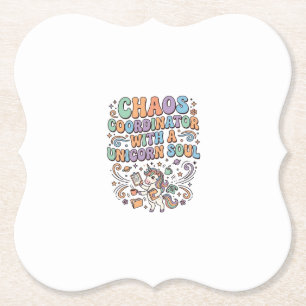 Posavasos De Papel Coordinador de Caos de Unicornio con un Alma de Un