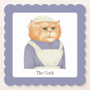 Posavasos De Papel Copas cuadradas de escalada COOK CAT + texto