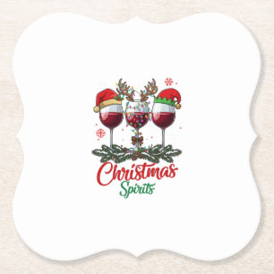 Posavasos De Papel Copas de vino Espiritus de Navidad Reno Cuerna Pi