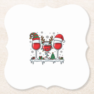 Posavasos De Papel Copas de vino tinto de Navidad Vector de vacacione