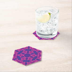 Posavasos De Papel Copo de nieve degradado rosa y azul Kaleidoscopio