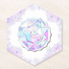 Posavasos De Papel copo de nieve morado ligero y corazón brillante