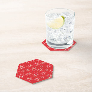 Posavasos De Papel Copos de nieve, copos de nieve rojos y blancos, ni