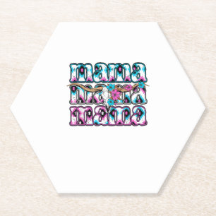 Posavasos De Papel Coquette Bow Mama Piel de vaca Turquoise Cowgirl W