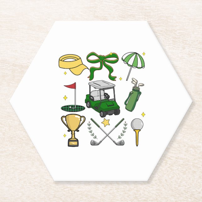 Posavasos De Papel Coquette de Golf Preppy (Anverso)