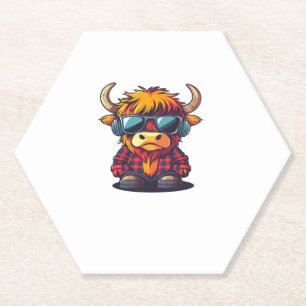 Posavasos De Papel Coquette Highland Cow Bubblegum Tshirt Design, Hol
