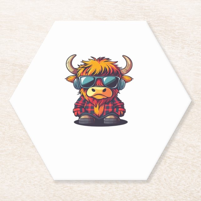 Posavasos De Papel Coquette Highland Cow Bubblegum Tshirt Design, Hol (Anverso)