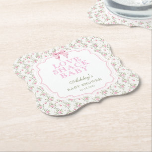 Posavasos De Papel Coquette Pink Bow Love Shack Chica Baby Shower