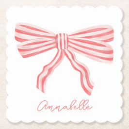 Posavasos De Papel Coquette Pink Striw Bow