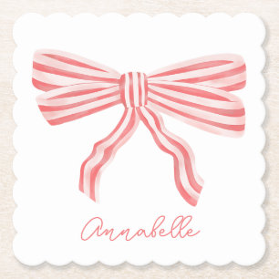Posavasos De Papel Coquette Pink Striw Bow