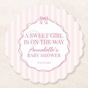 Posavasos De Papel Coquette rosa Bow Pastel Baby Shower