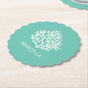 Posavasos De Papel Coral Reef Custom Name Summer Beach