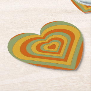 Posavasos De Papel Corazón de amor de Groovy retro silenciado