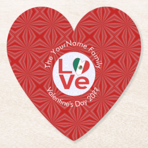 Posavasos De Papel Corazón de amor mexicano Bandera de San Valentín P